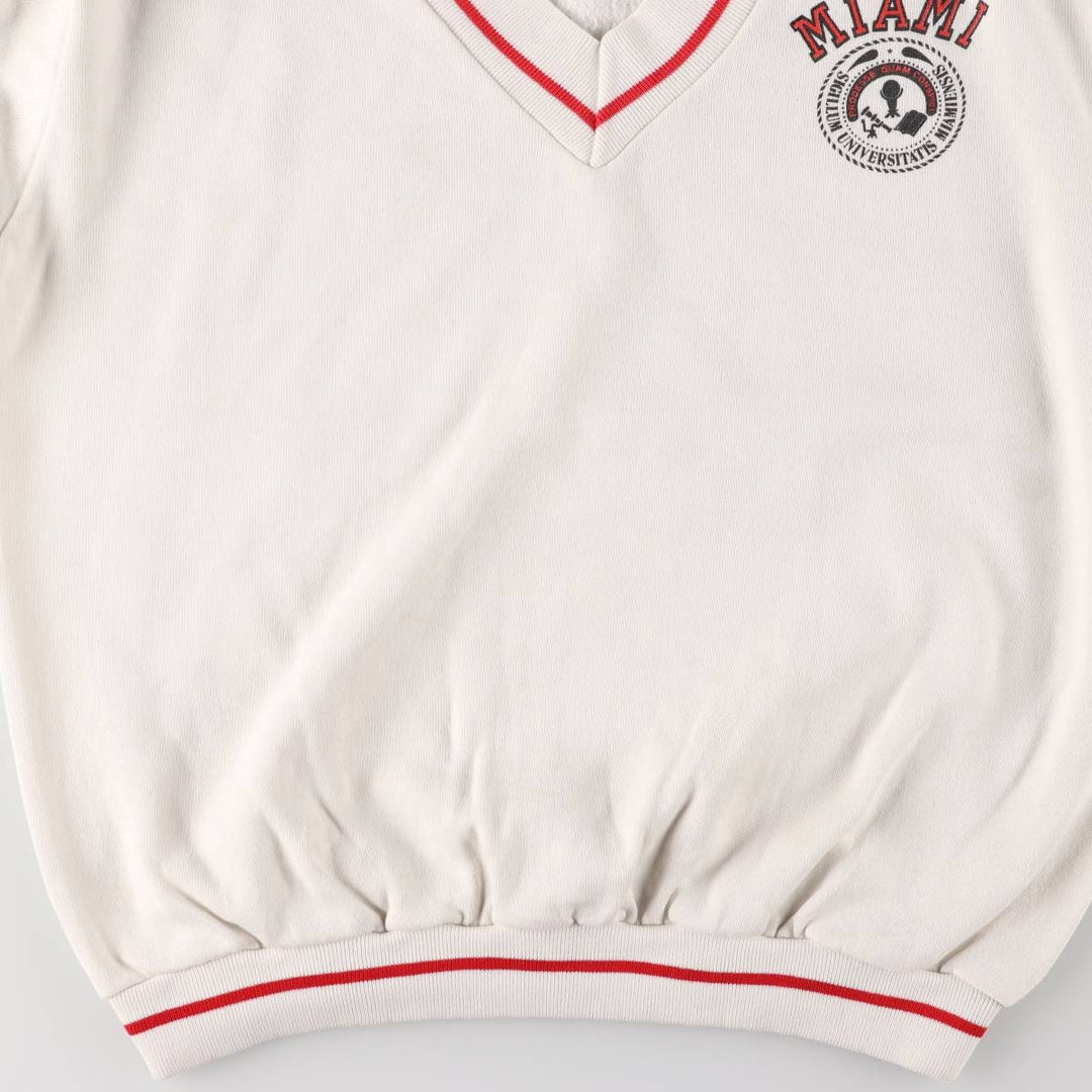 Vintage 80'S SIGNAL V-neck college sweatshirt, made in the USA, size L, men's polyester white type Vintage Second Hand