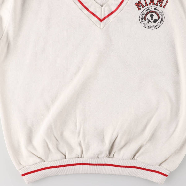 Vintage 80'S SIGNAL V-neck college sweatshirt, made in the USA, size L, men's polyester white type Vintage Second Hand