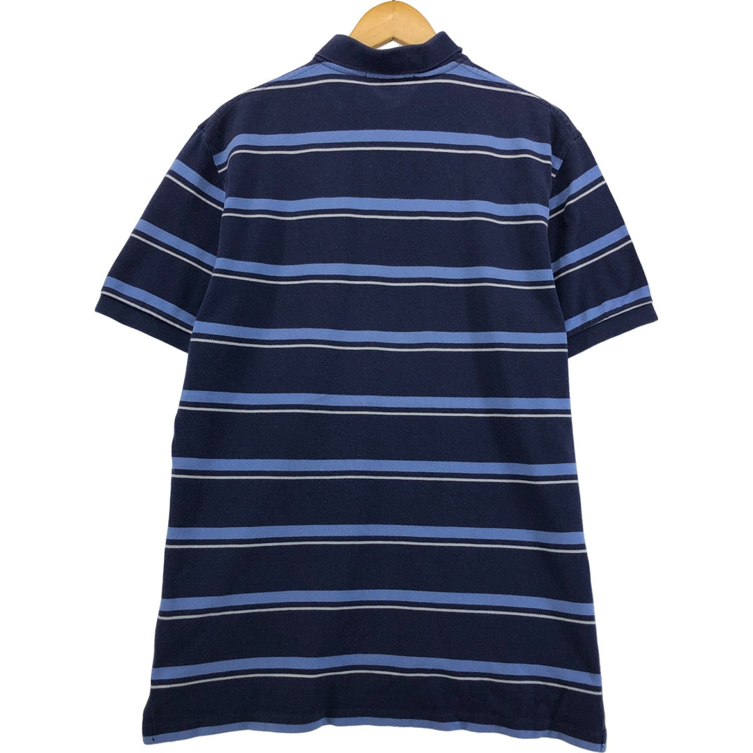 Ralph Lauren POLO by Ralph Lauren Multi-border short sleeve striped polo shirt Men's size L cotton navy blue type Vintage Second Hand