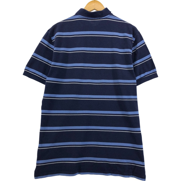 Ralph Lauren POLO by Ralph Lauren Multi-border short sleeve striped polo shirt Men's size L cotton navy blue type Vintage Second Hand