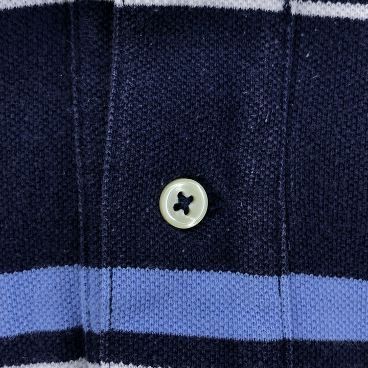 Ralph Lauren POLO by Ralph Lauren Multi-border short sleeve striped polo shirt Men's size L cotton navy blue type Vintage Second Hand