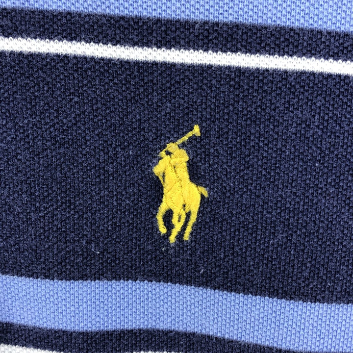 Ralph Lauren POLO by Ralph Lauren Multi-border short sleeve striped polo shirt Men's size L cotton navy blue type Vintage Second Hand