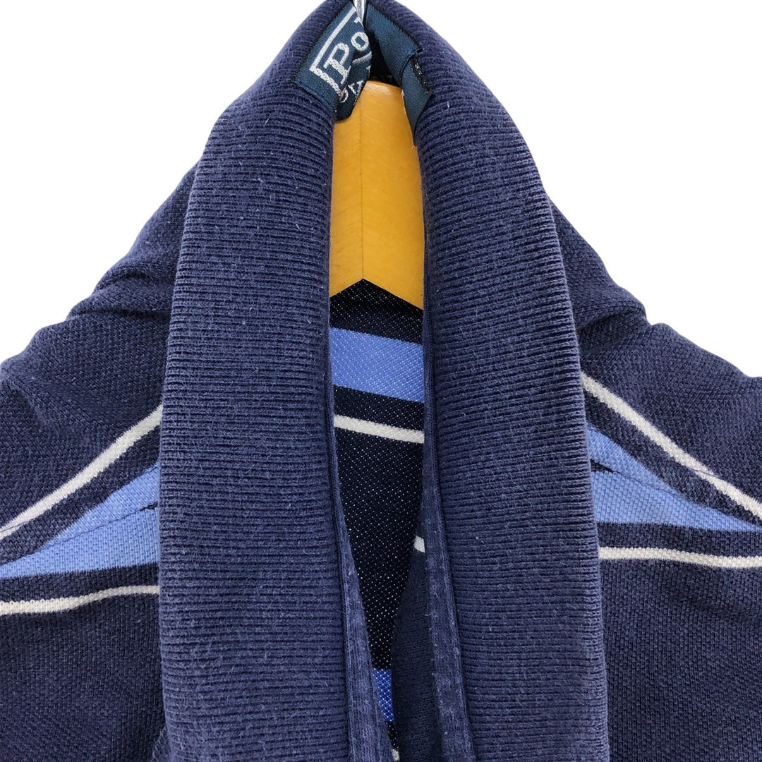 Ralph Lauren POLO by Ralph Lauren Multi-border short sleeve striped polo shirt Men's size L cotton navy blue type Vintage Second Hand