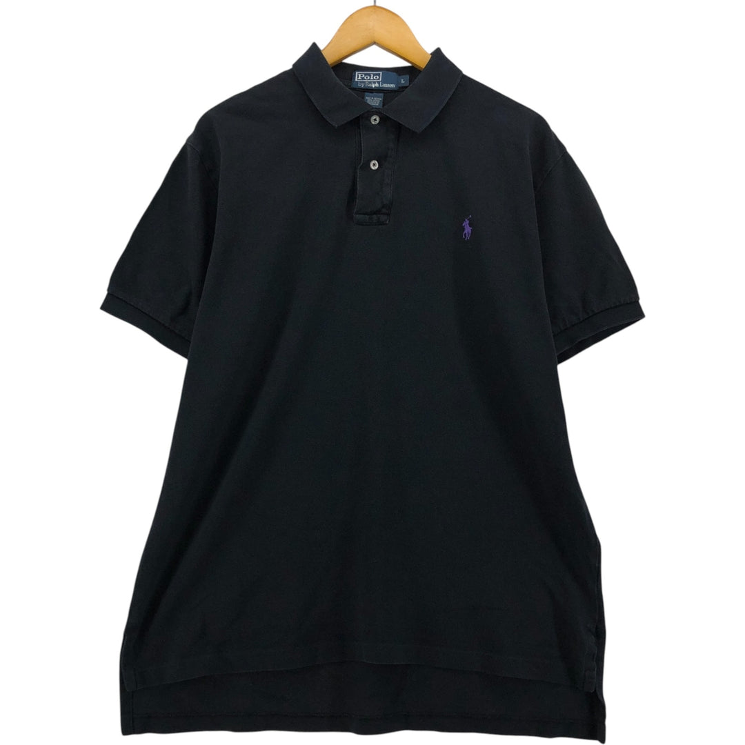 Ralph Lauren POLO by Ralph Lauren short sleeve polo shirt, men's size L cotton black type Vintage Second Hand