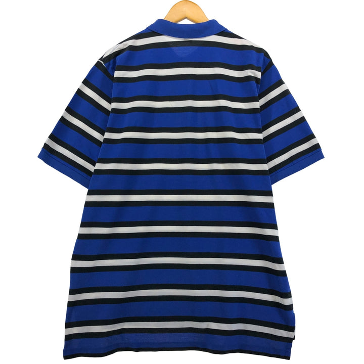 Ralph Lauren POLO GOLF Multi-border short sleeve striped polo shirt Men's XL size cotton blue type Vintage Second Hand