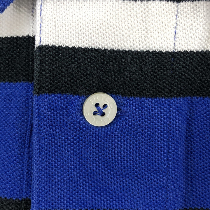 Ralph Lauren POLO GOLF Multi-border short sleeve striped polo shirt Men's XL size cotton blue type Vintage Second Hand