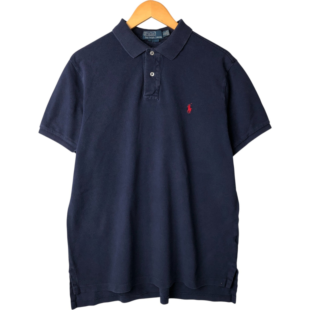 Ralph Lauren POLO by Ralph Lauren short sleeve polo shirt, men's XL size cotton navy blue type Vintage Second Hand