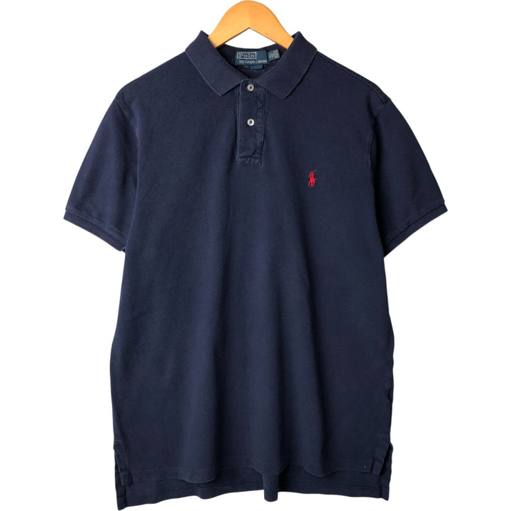 Ralph Lauren POLO by Ralph Lauren short sleeve polo shirt, men's XL size cotton navy blue type Vintage Second Hand