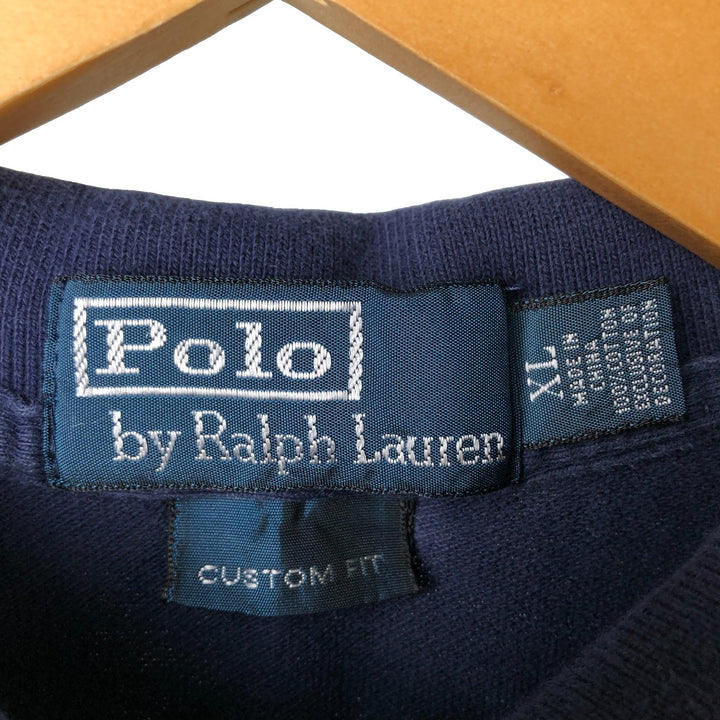 Ralph Lauren POLO by Ralph Lauren short sleeve polo shirt, men's XL size cotton navy blue type Vintage Second Hand