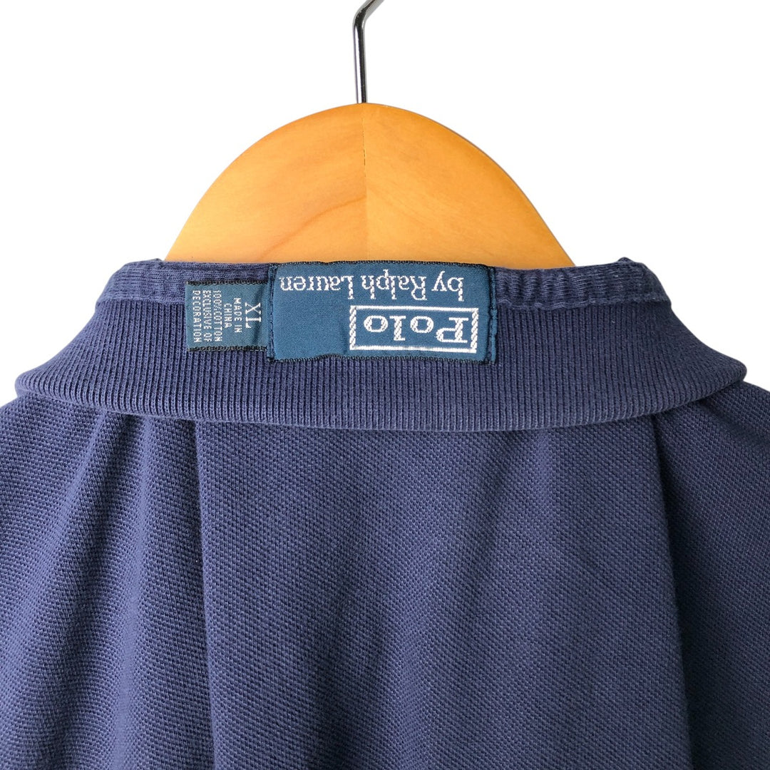 Ralph Lauren POLO by Ralph Lauren short sleeve polo shirt, men's XL size cotton navy blue type Vintage Second Hand