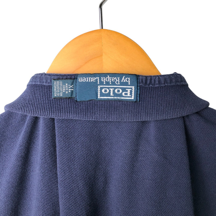 Ralph Lauren POLO by Ralph Lauren short sleeve polo shirt, men's XL size cotton navy blue type Vintage Second Hand