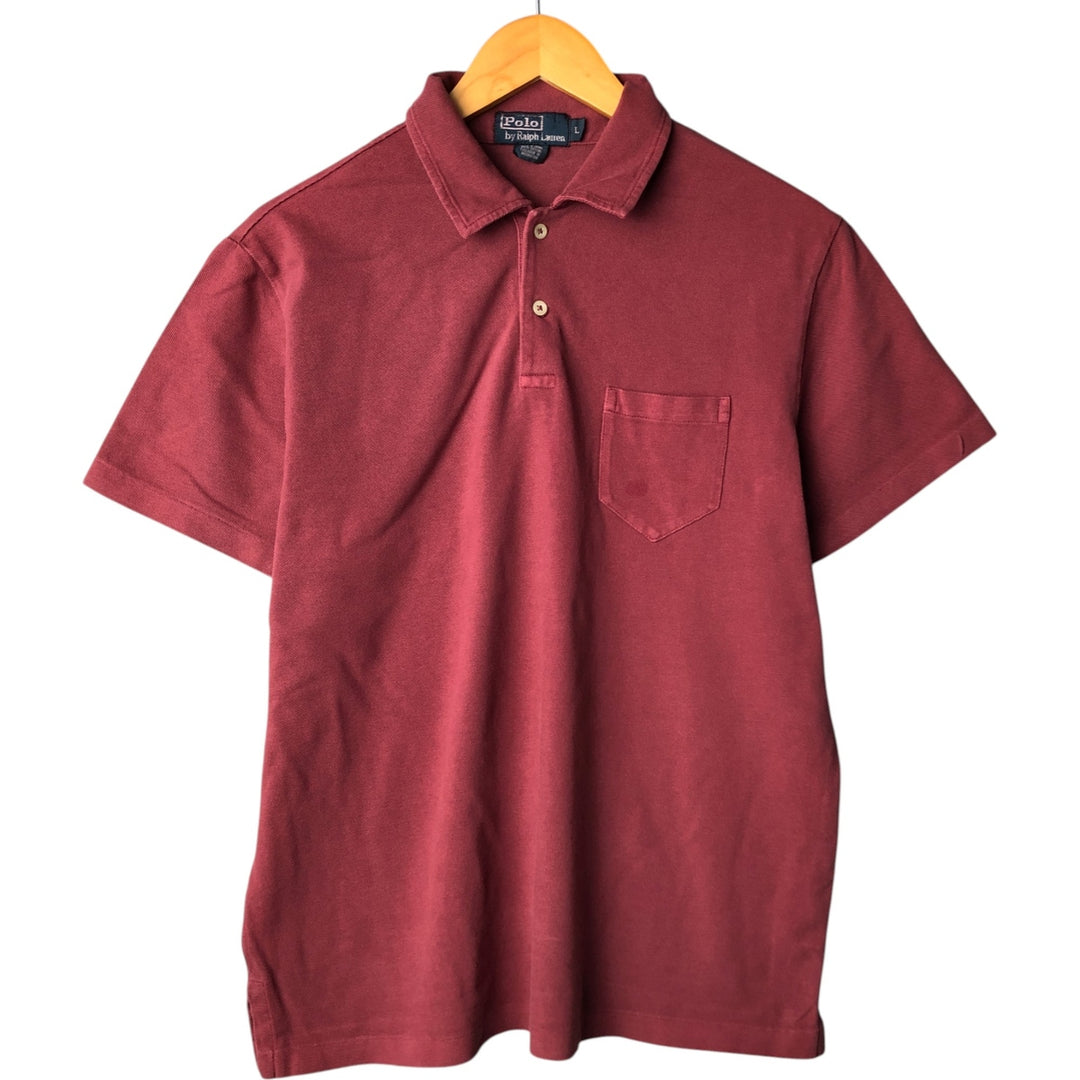Ralph Lauren POLO by Ralph Lauren short sleeve polo shirt, men's size L cotton red type reddish brown Vintage Second Hand