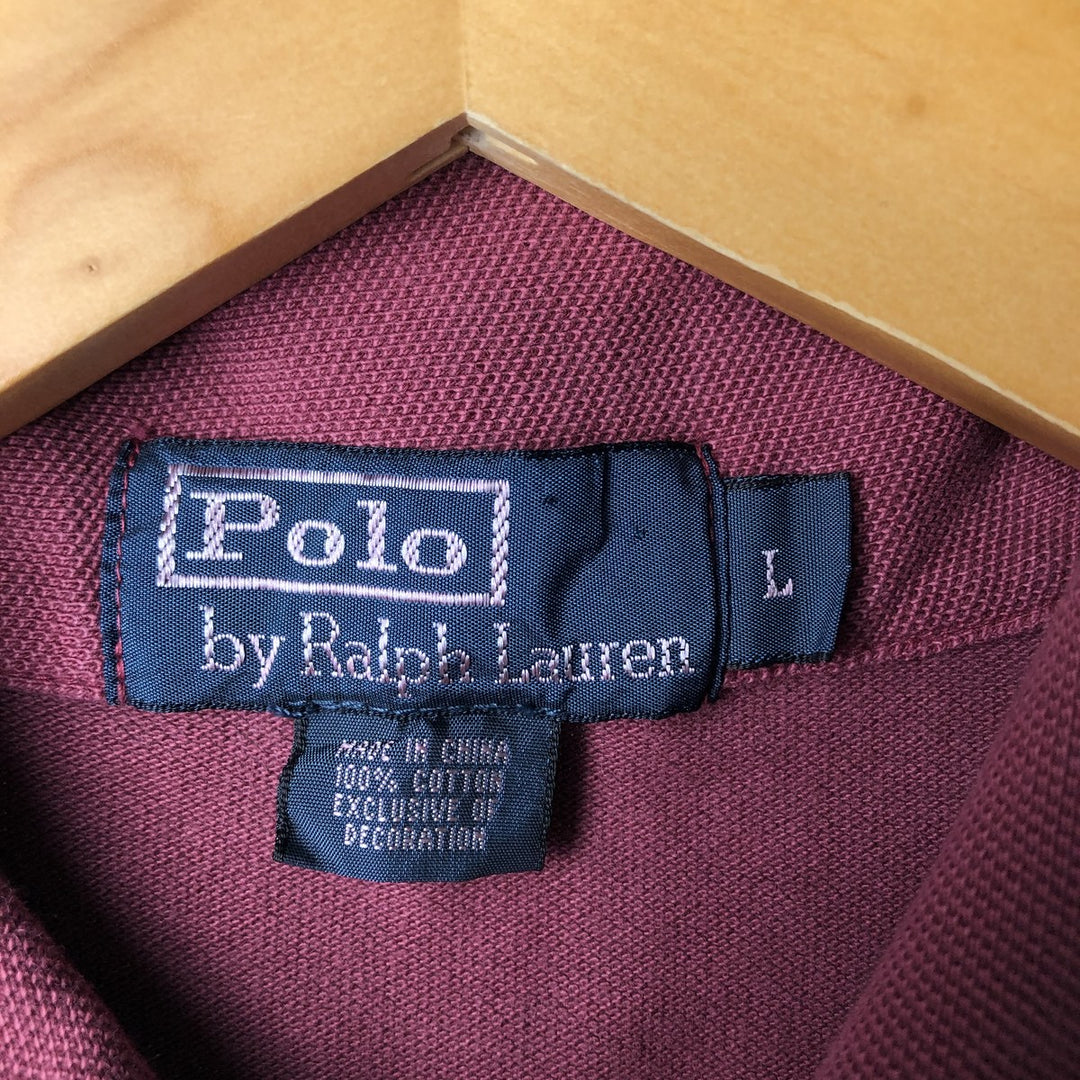 Ralph Lauren POLO by Ralph Lauren short sleeve polo shirt, men's size L cotton red type reddish brown Vintage Second Hand