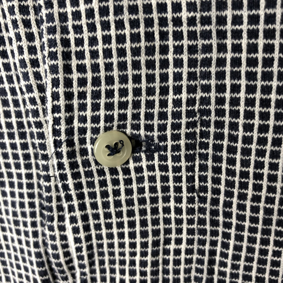Ralph Lauren POLO by Ralph Lauren short sleeve check polo shirt, men's XL size cotton navy blue type Vintage Second Hand
