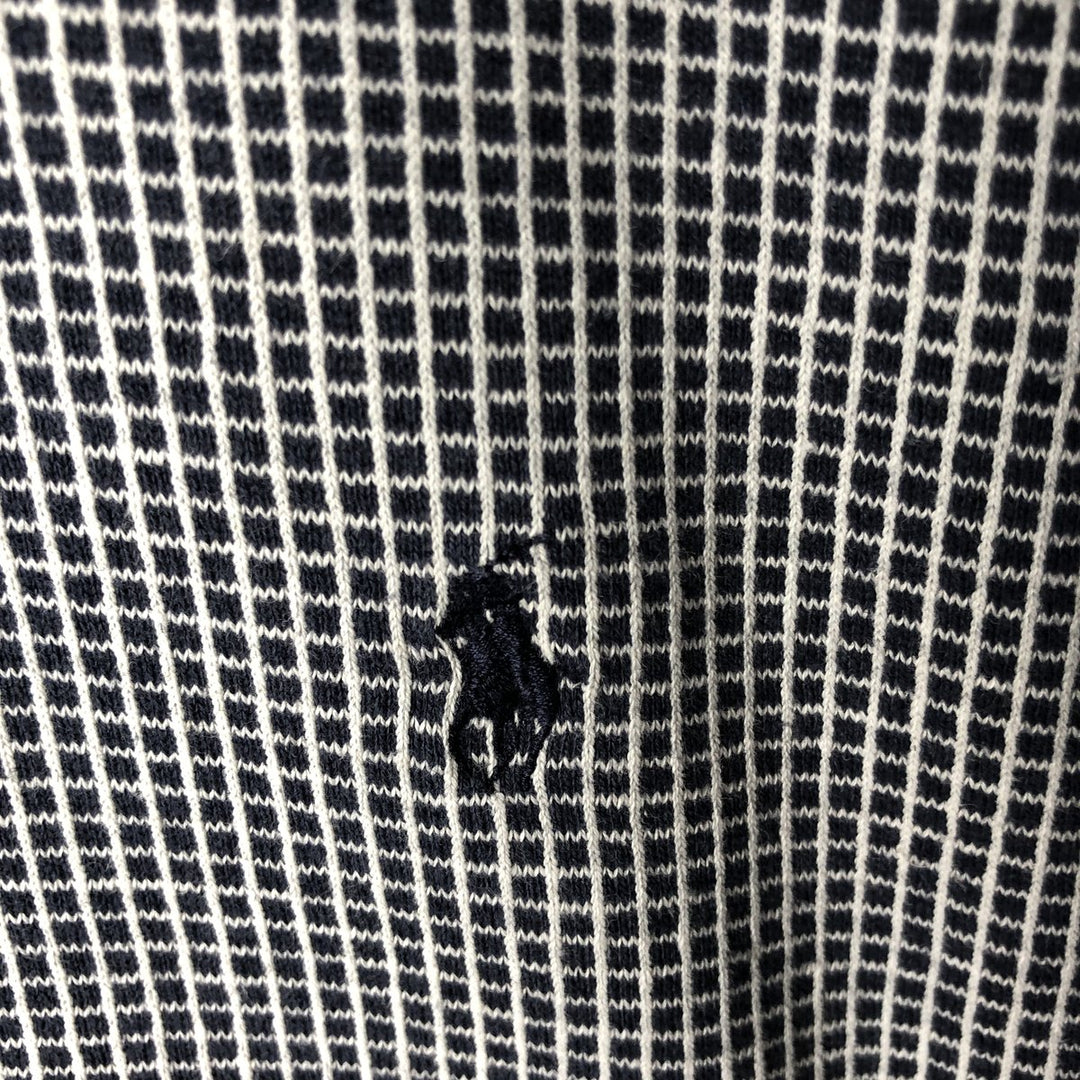 Ralph Lauren POLO by Ralph Lauren short sleeve check polo shirt, men's XL size cotton navy blue type Vintage Second Hand