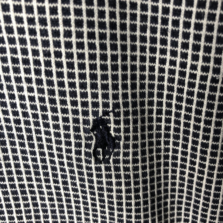 Ralph Lauren POLO by Ralph Lauren short sleeve check polo shirt, men's XL size cotton navy blue type Vintage Second Hand