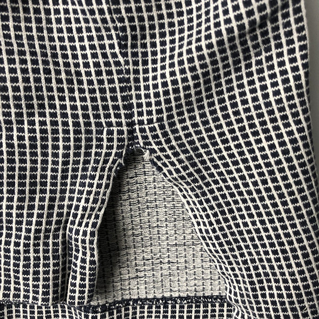 Ralph Lauren POLO by Ralph Lauren short sleeve check polo shirt, men's XL size cotton navy blue type Vintage Second Hand
