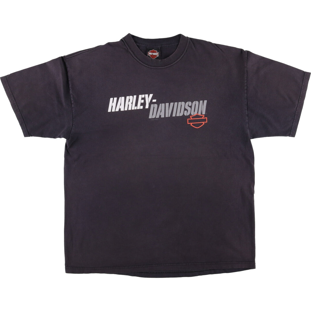 00'S Harley-Davidson Motorcycle Bike T-shirt Made in USA Men's XL cotton black type Vintage Second Hand