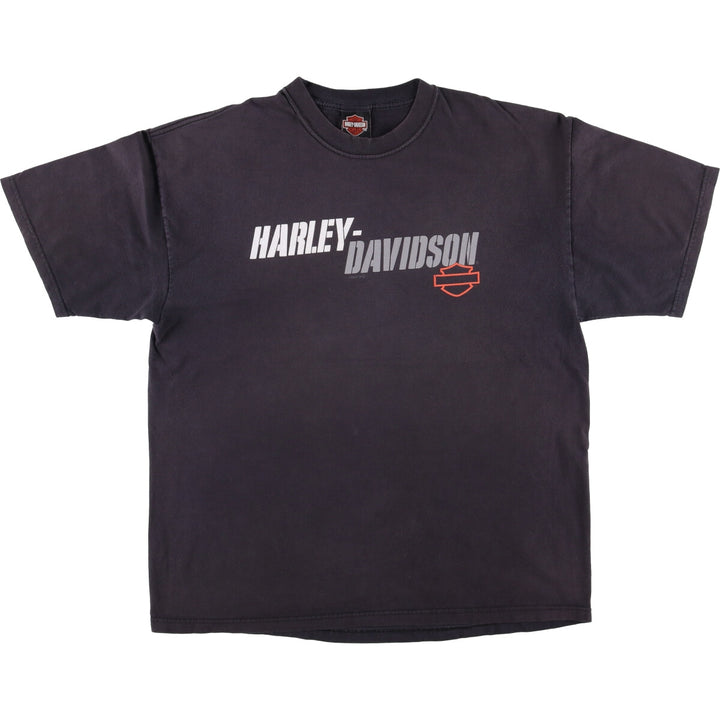 00'S Harley-Davidson Motorcycle Bike T-shirt Made in USA Men's XL cotton black type Vintage Second Hand
