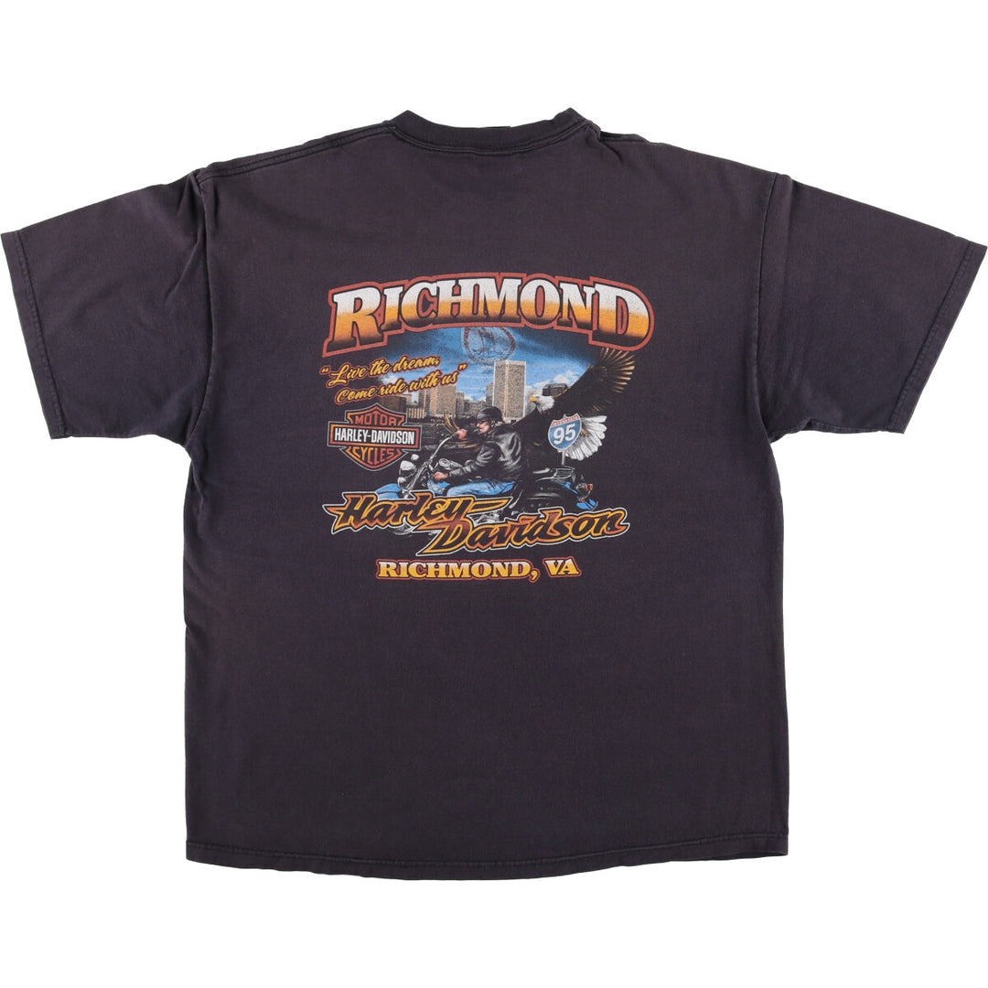 00'S Harley-Davidson Motorcycle Bike T-shirt Made in USA Men's XL cotton black type Vintage Second Hand
