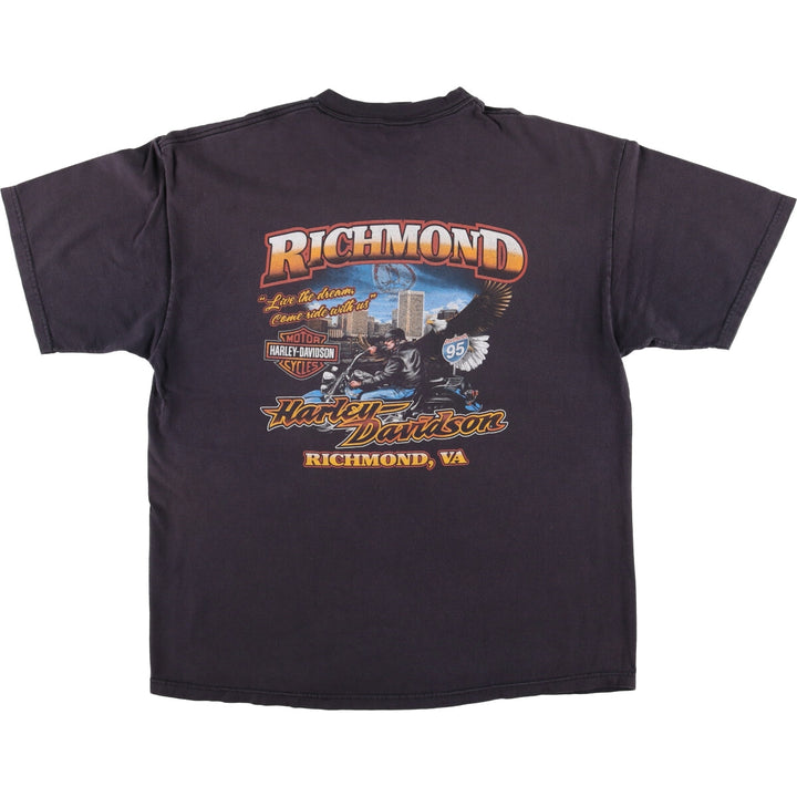 00'S Harley-Davidson Motorcycle Bike T-shirt Made in USA Men's XL cotton black type Vintage Second Hand