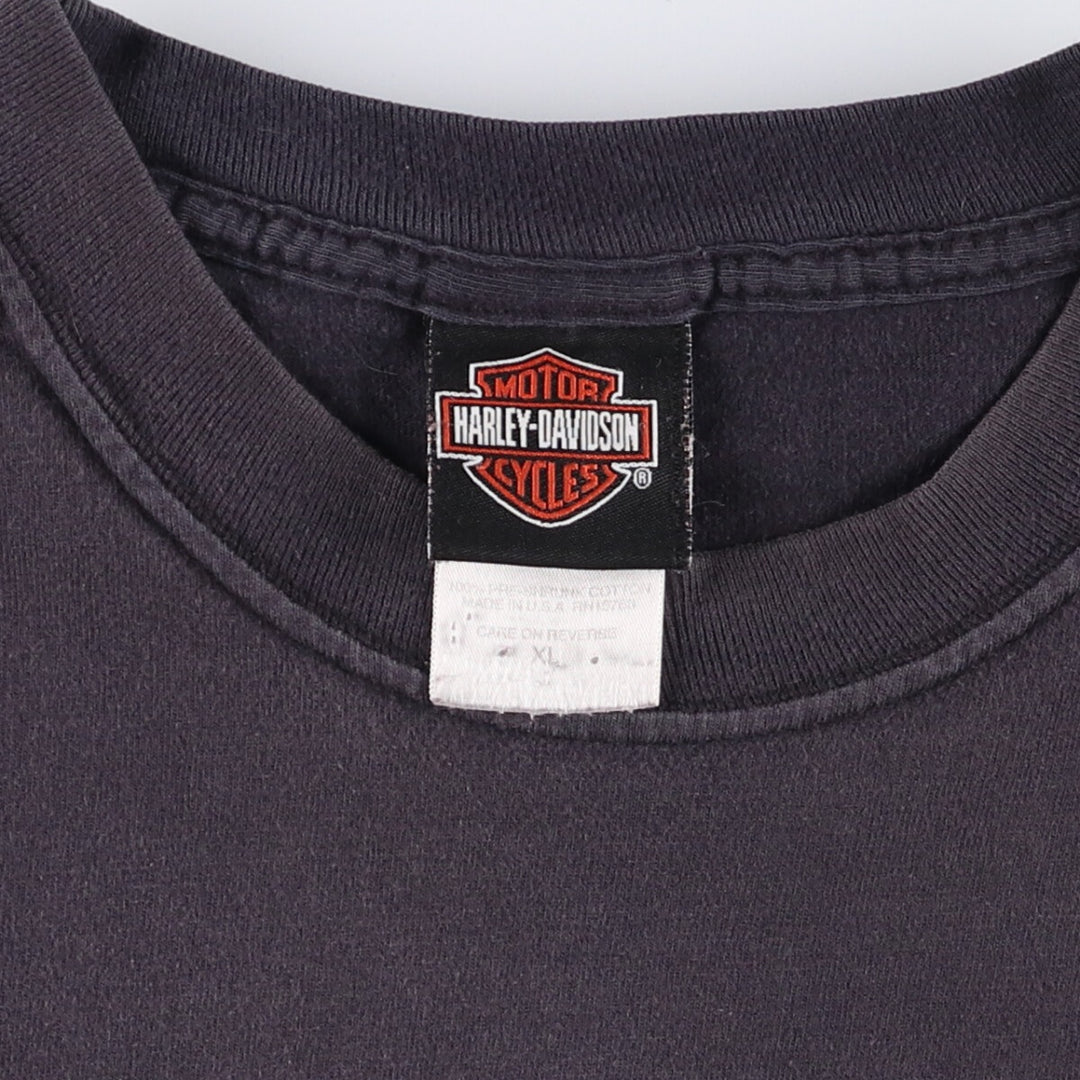 00'S Harley-Davidson Motorcycle Bike T-shirt Made in USA Men's XL cotton black type Vintage Second Hand