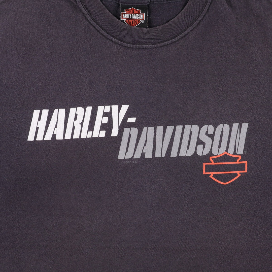 00'S Harley-Davidson Motorcycle Bike T-shirt Made in USA Men's XL cotton black type Vintage Second Hand