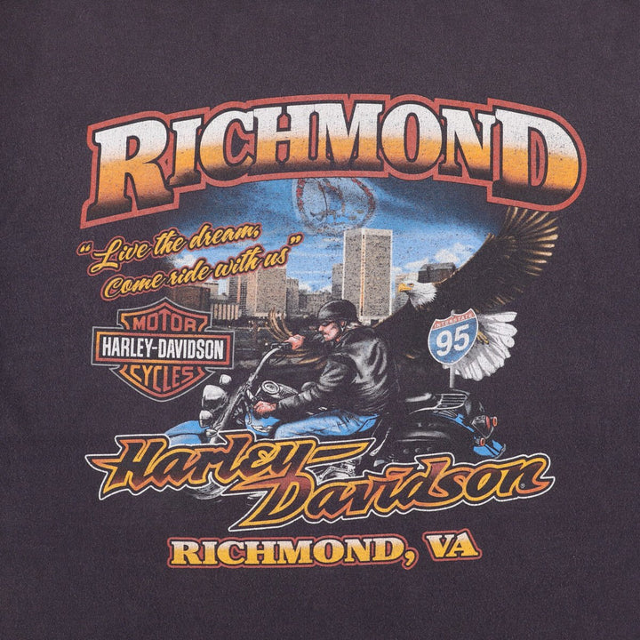 00'S Harley-Davidson Motorcycle Bike T-shirt Made in USA Men's XL cotton black type Vintage Second Hand