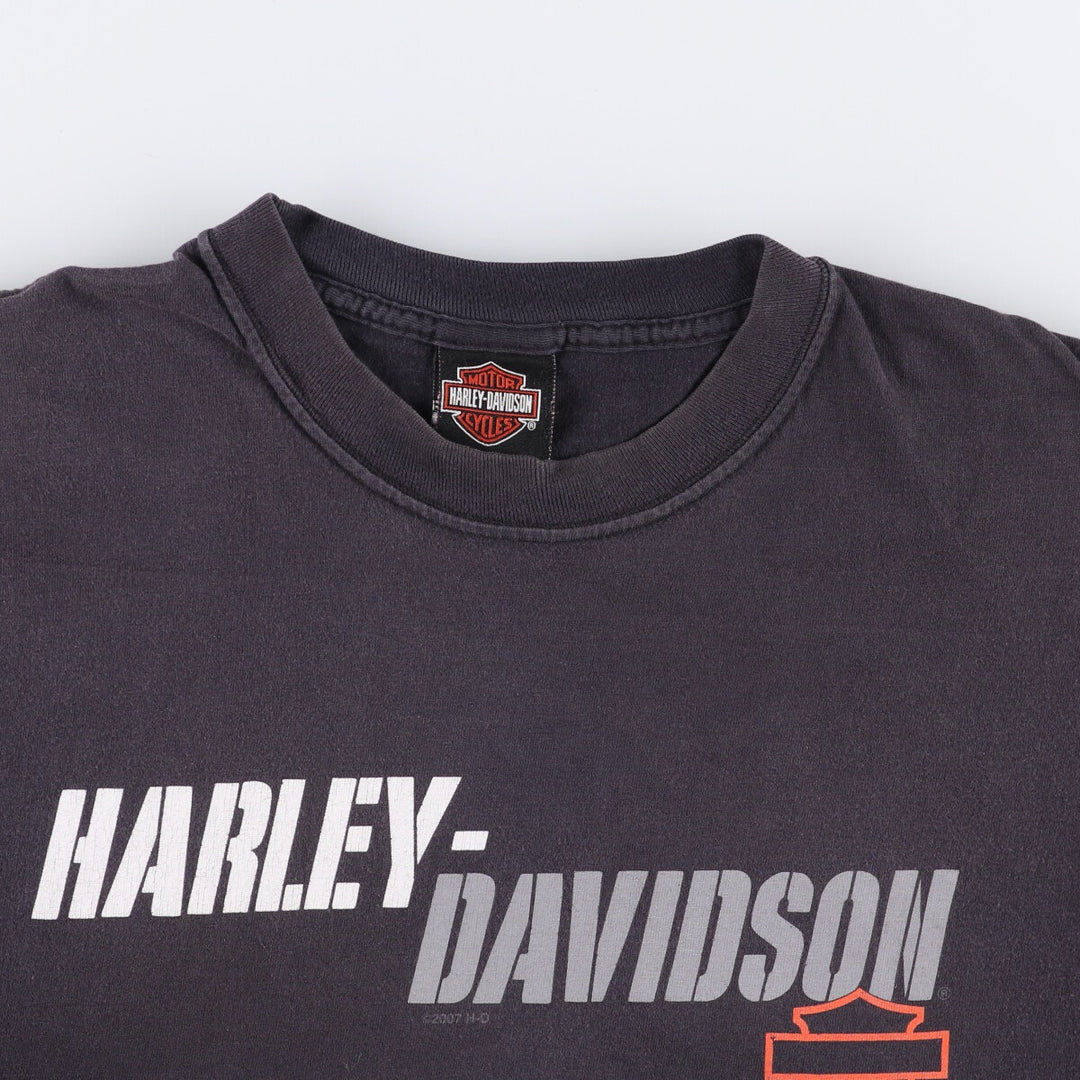 00'S Harley-Davidson Motorcycle Bike T-shirt Made in USA Men's XL cotton black type Vintage Second Hand