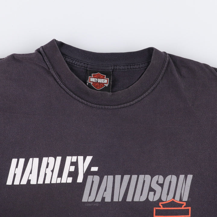 00'S Harley-Davidson Motorcycle Bike T-shirt Made in USA Men's XL cotton black type Vintage Second Hand