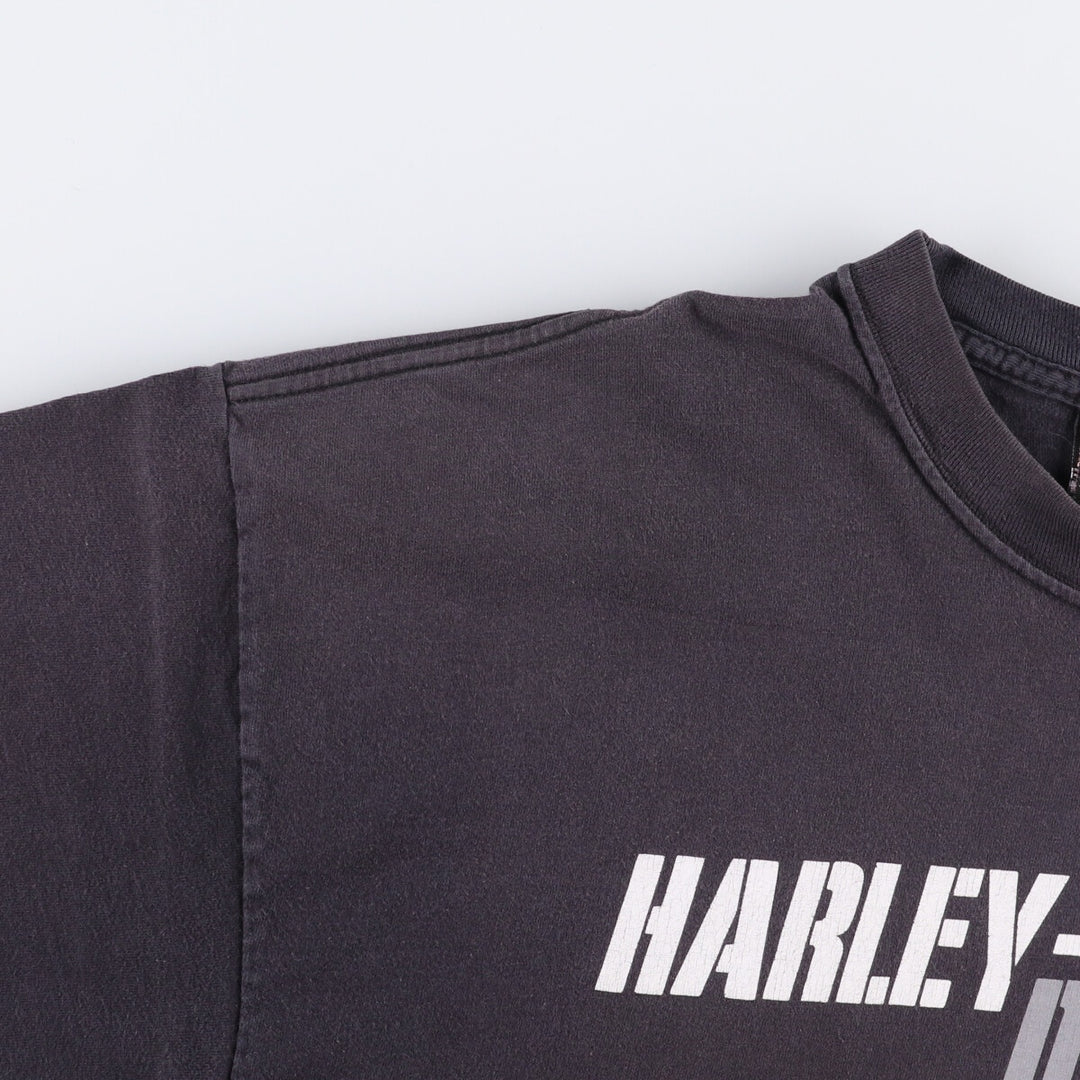 00'S Harley-Davidson Motorcycle Bike T-shirt Made in USA Men's XL cotton black type Vintage Second Hand