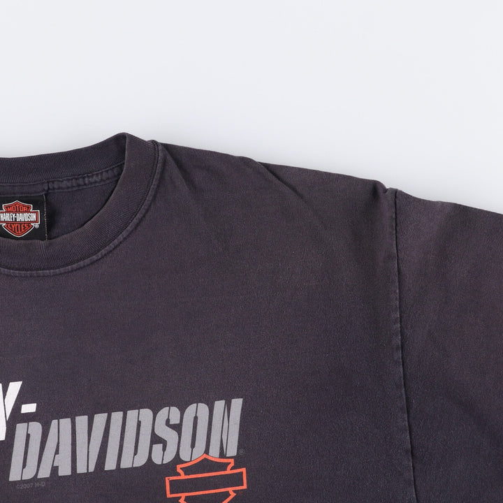 00'S Harley-Davidson Motorcycle Bike T-shirt Made in USA Men's XL cotton black type Vintage Second Hand