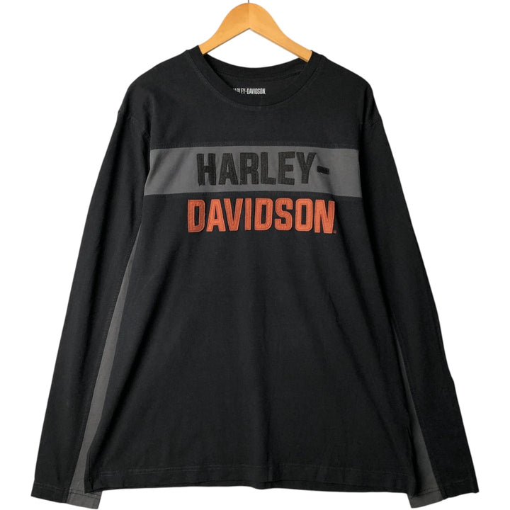 Harley-Davidson Long Sleeve T-Shirt, Men's XL Size cotton black type Vintage Second Hand