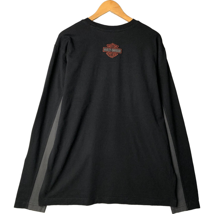 Harley-Davidson Long Sleeve T-Shirt, Men's XL Size cotton black type Vintage Second Hand