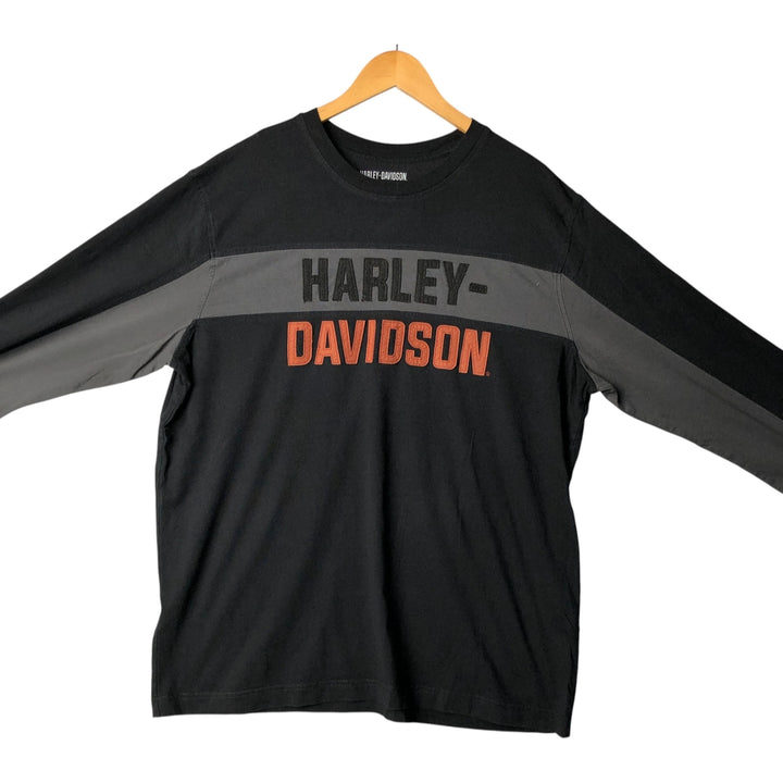 Harley-Davidson Long Sleeve T-Shirt, Men's XL Size cotton black type Vintage Second Hand