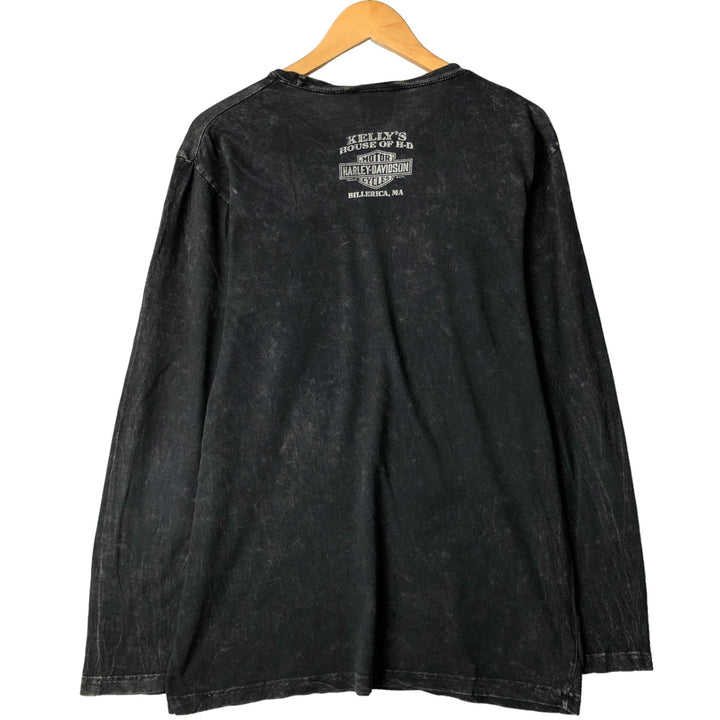 00'S Harley-Davidson Eagle Pattern Stars and Stripes Large Print Long T-Shirt Long T Men's M size cotton black type Vintage Second Hand