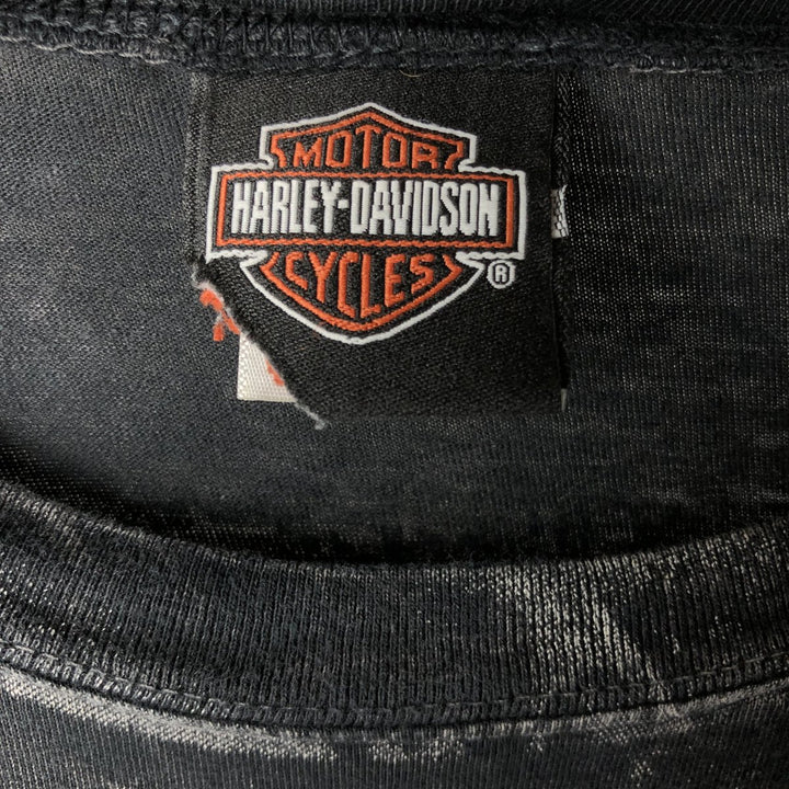 00'S Harley-Davidson Eagle Pattern Stars and Stripes Large Print Long T-Shirt Long T Men's M size cotton black type Vintage Second Hand
