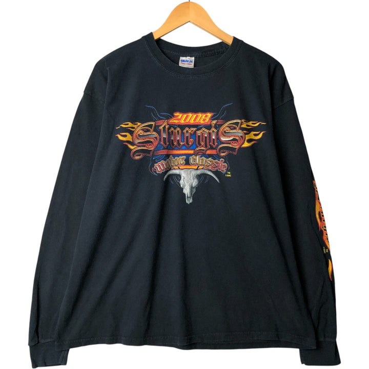 00'S Gildan Sturgis Long Sleeve T-Shirt, Men's XL cotton black type Vintage Second Hand