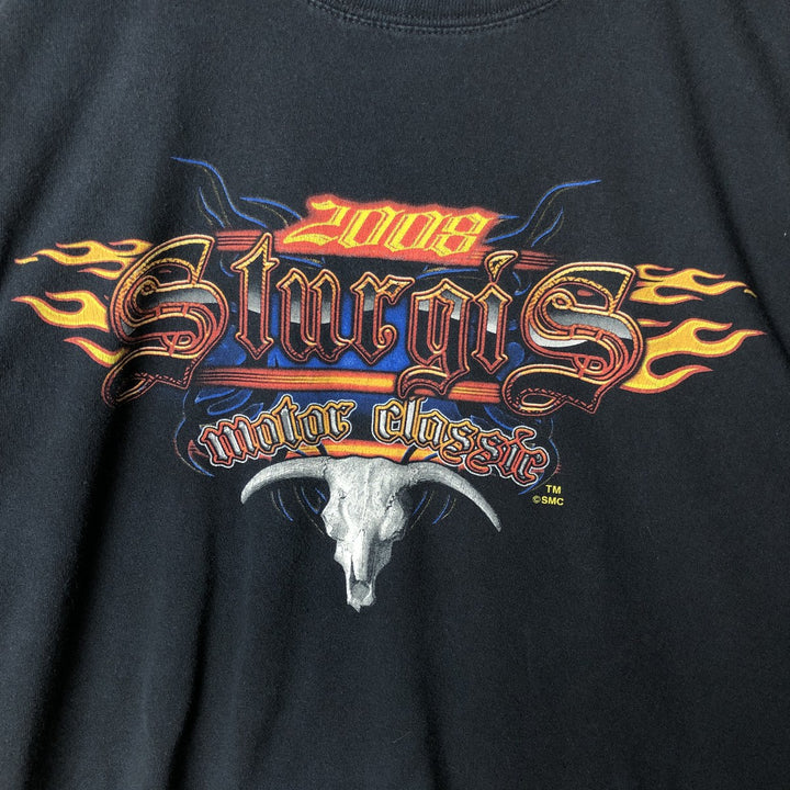 00'S Gildan Sturgis Long Sleeve T-Shirt, Men's XL cotton black type Vintage Second Hand