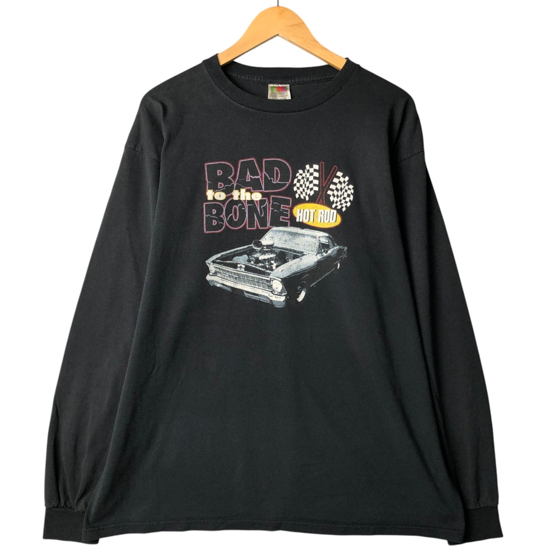 90'S Fruit of the Loom Hot Rod Long Sleeve T-Shirt, Men's XL, Vintage cotton black type Vintage Second Hand