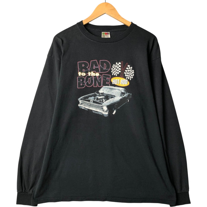 90'S Fruit of the Loom Hot Rod Long Sleeve T-Shirt, Men's XL, Vintage cotton black type Vintage Second Hand