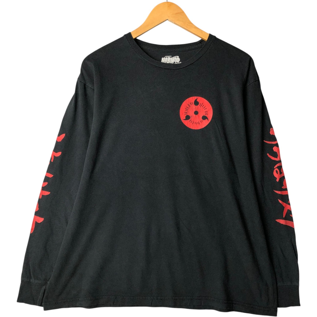 NARUTO Sasuke Uchiha Long T-shirt, Men's XL size cotton black type Vintage Second Hand