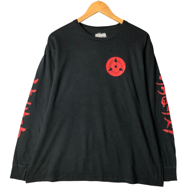 NARUTO Sasuke Uchiha Long T-shirt, Men's XL size cotton black type Vintage Second Hand