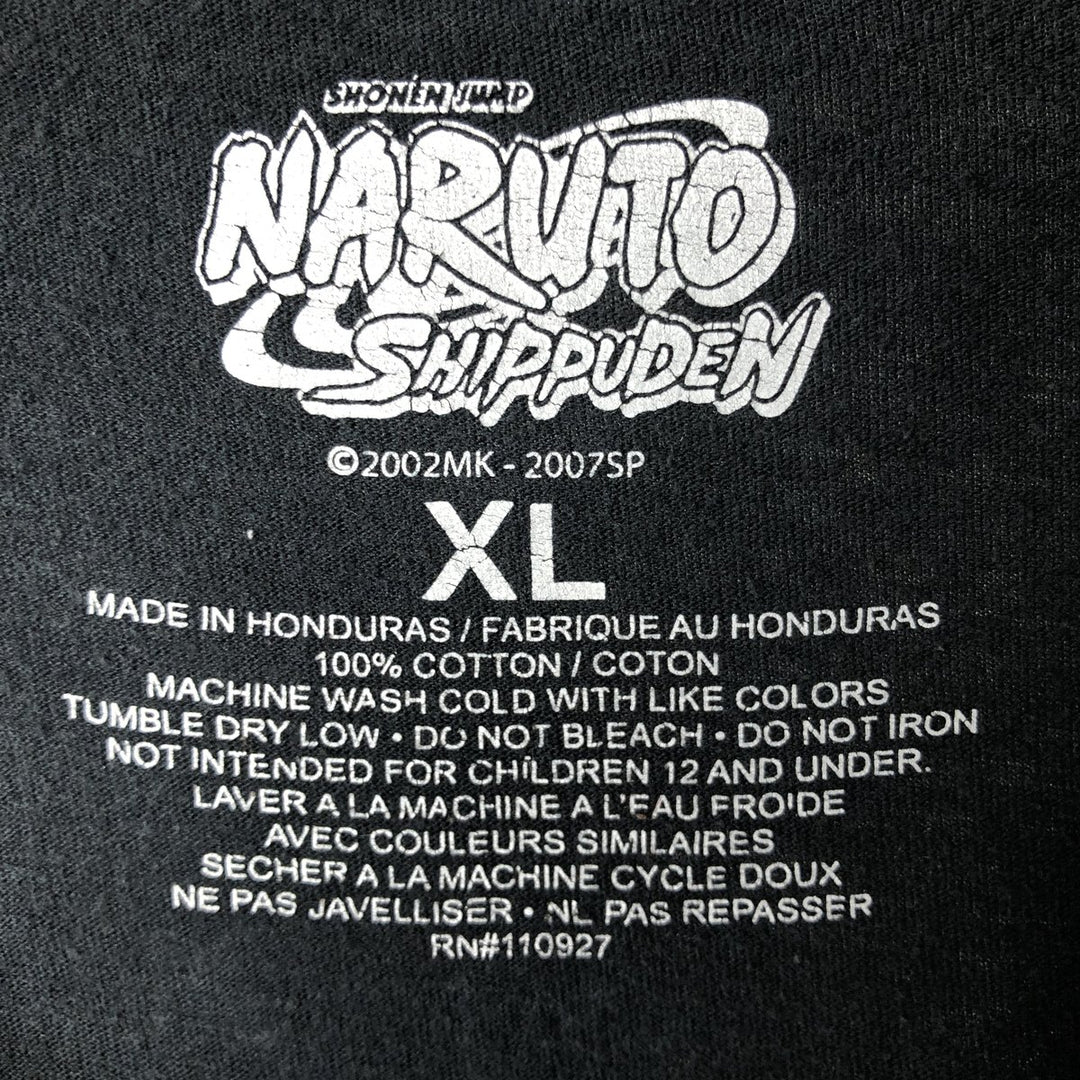 NARUTO Sasuke Uchiha Long T-shirt, Men's XL size cotton black type Vintage Second Hand