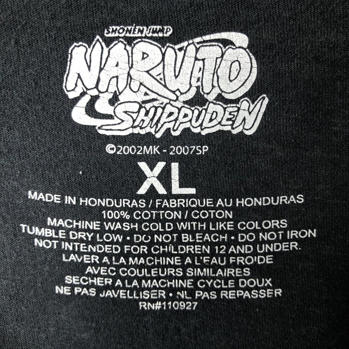 NARUTO Sasuke Uchiha Long T-shirt, Men's XL size cotton black type Vintage Second Hand