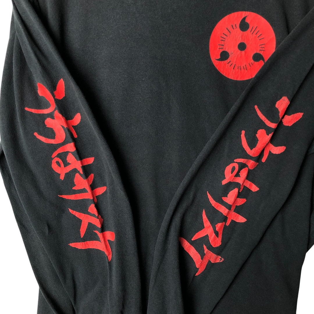 NARUTO Sasuke Uchiha Long T-shirt, Men's XL size cotton black type Vintage Second Hand