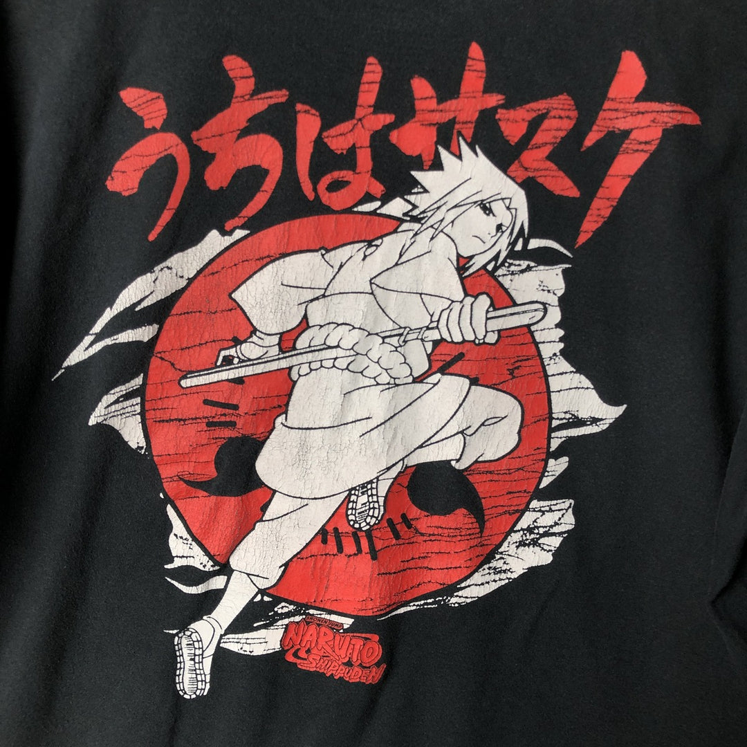 NARUTO Sasuke Uchiha Long T-shirt, Men's XL size cotton black type Vintage Second Hand