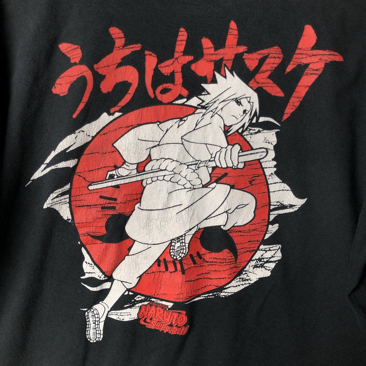 NARUTO Sasuke Uchiha Long T-shirt, Men's XL size cotton black type Vintage Second Hand