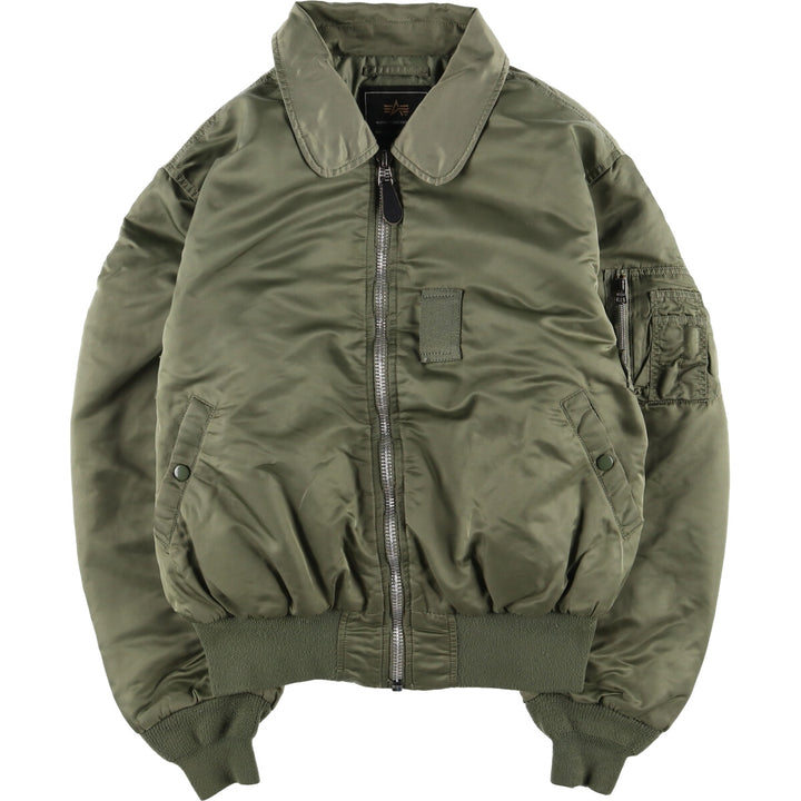 Civilian Alpha B-15 Type Padded Military Flight Jacket, Men's Size L Nylon Khaki type sage green Vintage Second Hand