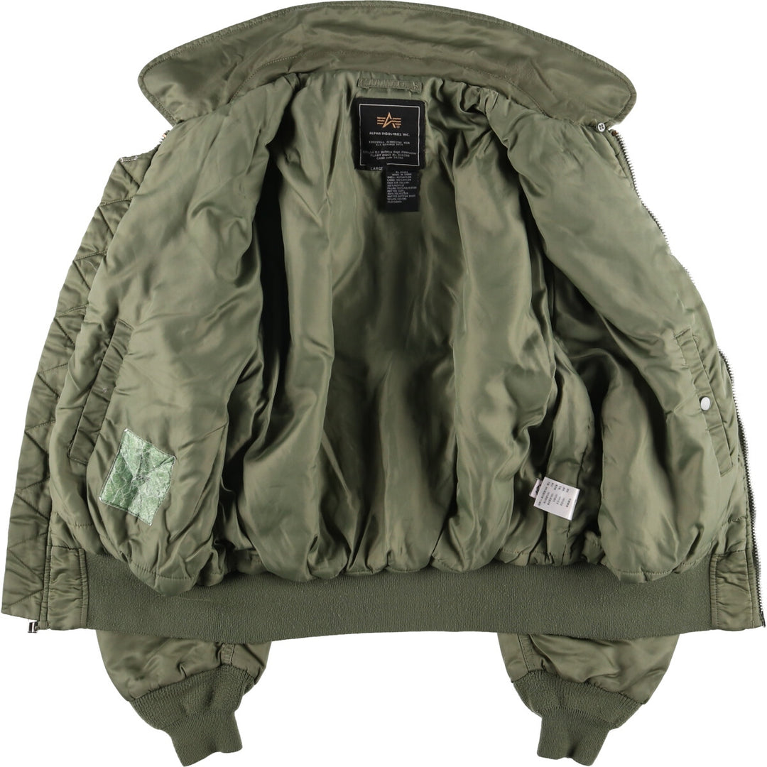 Civilian Alpha B-15 Type Padded Military Flight Jacket, Men's Size L Nylon Khaki type sage green Vintage Second Hand